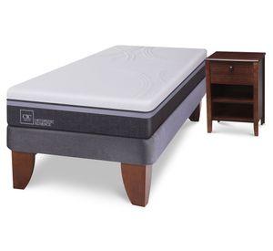 Cama europea 1.5 plazas Ortopedic Advance + velador New Torino chocolate Cic