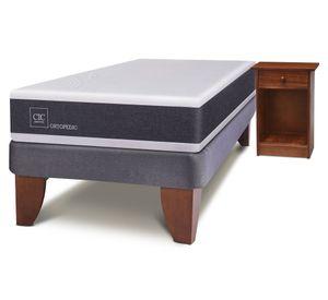 Cama europea 1.5 plazas Ortopedic + velador Villarrica Cic
