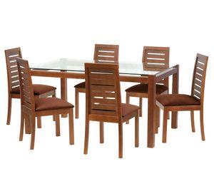 Juego de comedor 6 sillas tela chocolate Latam Home