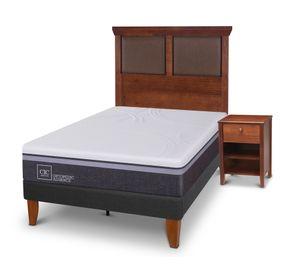 Cama europea Curve O Advance 1.5 plazas New Torino + respaldo + velador Cic