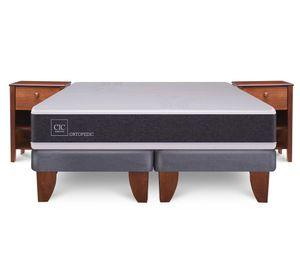 Cama europea 2 plazas New Ortopedic base dividida + velador New Torino Cic