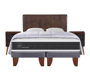 Cama europea king Ortopedic + set Baker caramelo/marrón + almohada + plumón Cic