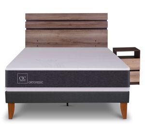 Cama europea Curve New Ortopedic 1.5 plazas Ares + respaldo + velador Cic