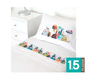 Juego sábanas 1.5 plazas 200 hilos Aventura blanco