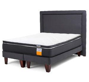 Cama europea funcional King base dividida + respaldo + topper