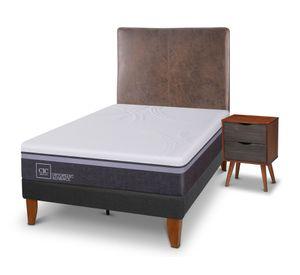 Cama europea Curve O Advance 1.5 plazas Baker + respaldo + velador Cic
