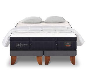 Cama europea king base dividida súper premium + almohada fibra + plumón Cic