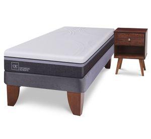 Cama europea 1.5 plazas Ortopedic Advance + velador Múnich Cic
