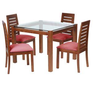 Juego de comedor 4 sillas tela palo rosa Latam Home