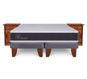 Cama Europea 2 plazas New Ortopedic base dividida + veladores Milán Cic