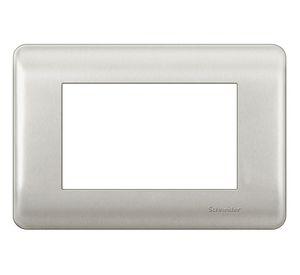 Placa iridium 3 módulo champagne Schneider