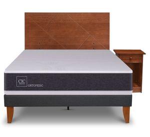Cama europea Curve Ortopedic 1.5 plazas New Villarrica + respaldo + velador Cic
