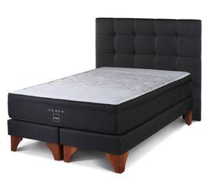 Box spring 2 plazas Tempo base dividida patas + respaldo Issey grafito Rosen