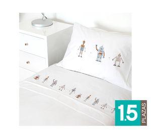 Juego Sábanas 1.5 plazas Robot blanco