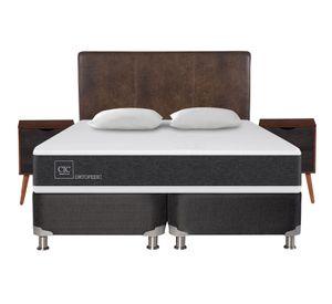 Box spring 2 plazas Ortopedic base dividida B5 + set Baker/ Niger + almohadas Cic