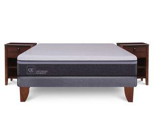 Cama europea 2 plazas Ortopedic Advance + velador New Torino chocolate Cic