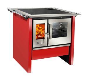 Cocina a leña combustión lenta Allegra rojo italiano 1 puesto
