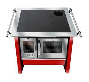 Cocina a leña combustión lenta Allegra rojo italiano 1 puesto