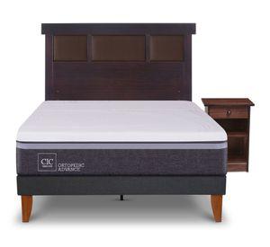 Cama europea Curve O Advance1.5 plazas New Dublin + respaldo + velador Cic