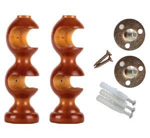 Soporte de cortina Doble madera chocolate 2 un