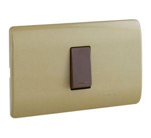 Placa armada interruptor 16A 9/12 Génesis dorado Schneider