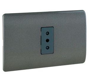 Placa armada tomacorriente 10A 2P+T Génesis humo Schneider