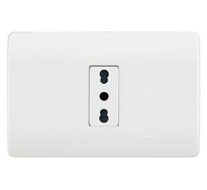 Placa armada tomacorriente 10/16A 2P+T Génesis blanco Schneider