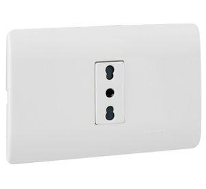 Placa armada tomacorriente 10/16A 2P+T Génesis blanco Schneider