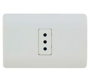 Placa armada tomacorriente 10A 2P+T Génesis blanco Schneider
