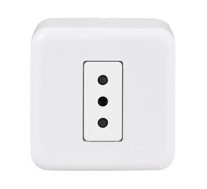 Casquete tomacorriente simple 10A 2P+T Génesis blanco Schneider