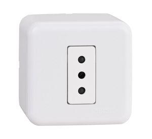 Casquete tomacorriente simple 10A 2P+T Génesis blanco Schneider