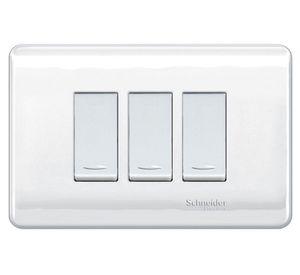 Placa armada interruptor triple 16A 9/12 Génesis blanco Schneider