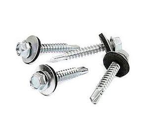 Tornillo autoperforante hexagonal con golilla y goma N°12 x 1'' Balde 300 unidades Imporper