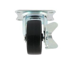 Rueda metálica 50 mm con placa y freno zincado Gvm