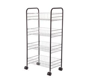 Carro 40.5 x 25 x 82 cm 4 canastos fijos acero cromado Cotidiana