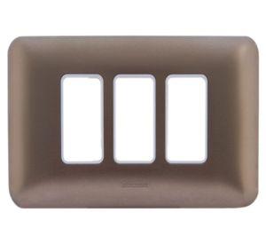 Placa 3 módulos + soporte titanio Bticino