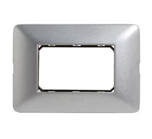 Placa 3 módulos matix aluminio natural Bticino