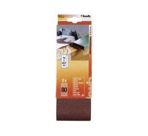 Banda de lija 3x18'' grano 80 pack 3 unidades KWB