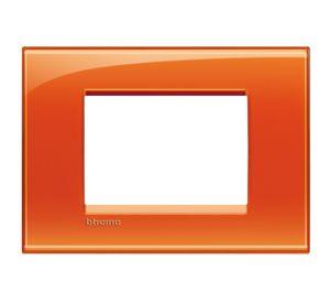 Placa rectangular 3 módulos naranja Bticino