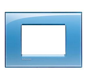 Placa rectangular 3 módulos azul Bticino