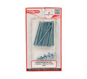 Perno cocina 2/R 5 x 30 mm + Tuerca + Golilla plana 20 unidades Imporper