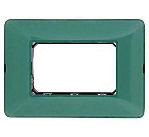 Placa 3 módulos matix té verde Biticino