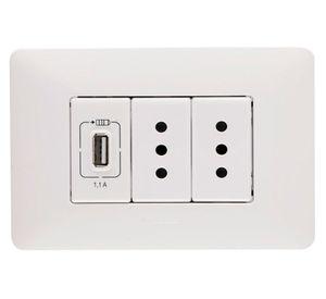 Toma doble + USB blanco Armado Matix Bticino
