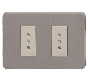 Placa armada doble toma corriente Orión bronce Schneider