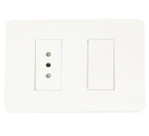 Placa armada toma corriente + interruptor 9/12 Orión blanco Schneider