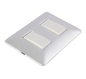 Interruptor doble 16A armado placa aluminio 250v blanco Bticino
