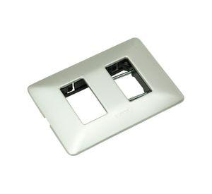 Placa 2 módulos aluminio natural Bticino