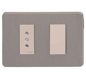 Placa armada toma corriente + interruptor 9/12 Orión bronce Schneider