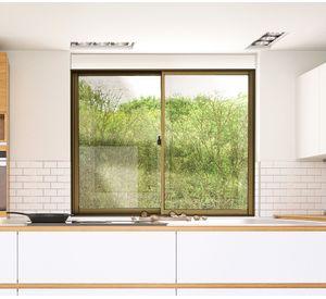 Ventana Aluminio 121x100 cm  Corredera Titanio