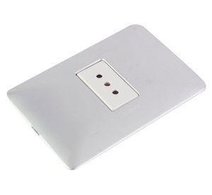 Toma 2 polo tierra 10a armada placa aluminio 250v gris Bticino